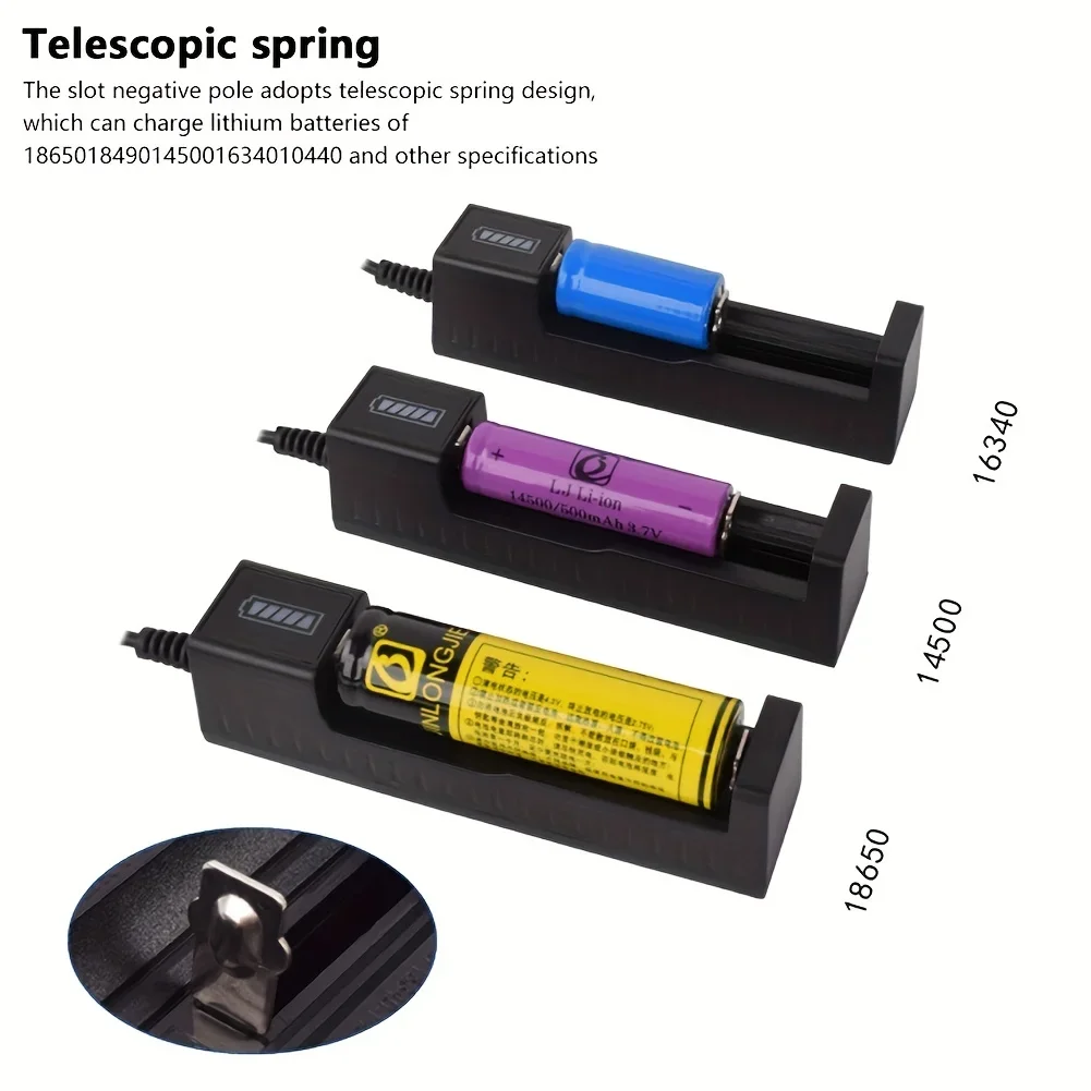 Charger Adapter Battery Charger Battery Charger Adapter 18650 Charger Charging 3.7V Li-ion Battery Charger USB Universal Smart 1 Slot Lithium Batteries Charging Adapter
