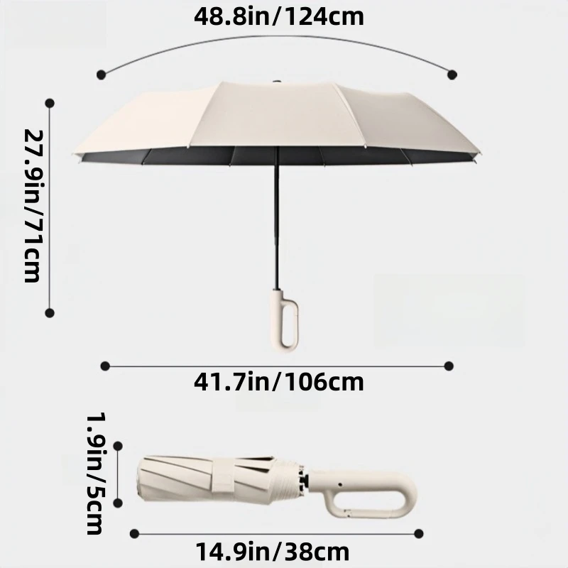 10-Rib Windproof Auto Open/Close Umbrella -105cm Large Canopy with Anti-Buckle Handle, Heavy Duty Fiberglass Frame for Men&Women