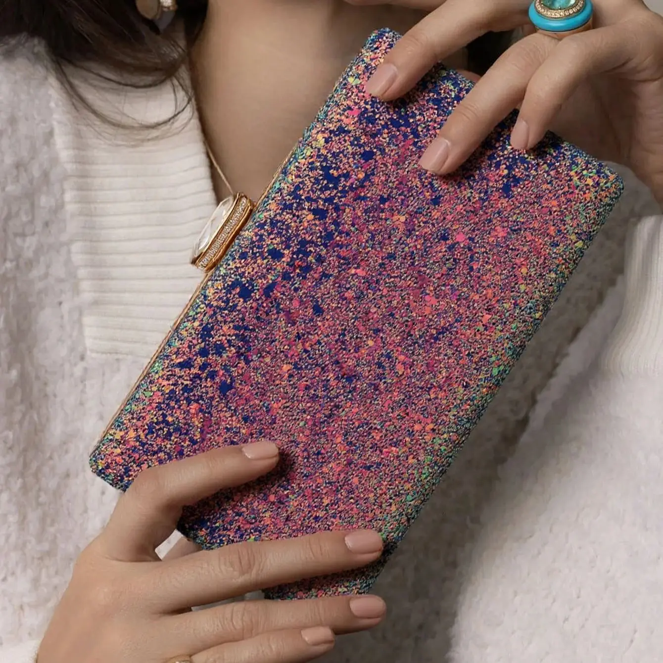 Sequined Evening Clutch Bag for Women Luxury Wedding Party