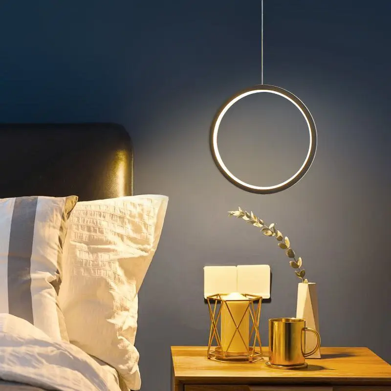 

Nordic luster circular LED ceiling chandelier for home suspension lamp indoor lighting bedside Pendent lights Dining bar decor