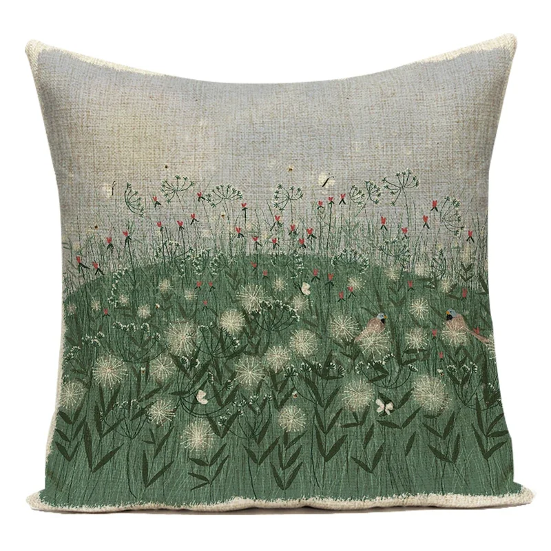 Vintage Floral Bird Decorative Throw Pillow Cover for Home and Garden Decor