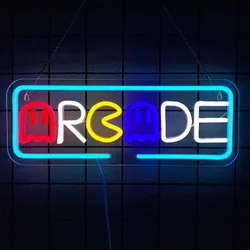 Neon Arcade Wall Decor Sign - Vibrant Lighting for Game Rooms, Man Caves, Bars, and More, USB Powered (Colorful)