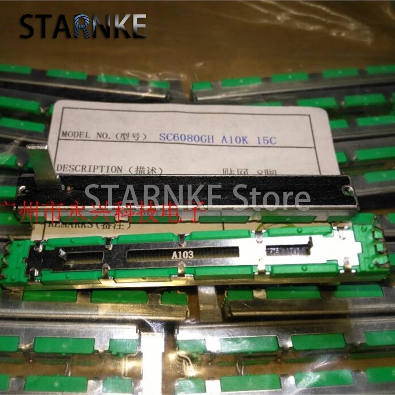 7.5CM Straight Slide Push Pull Potentiometer 75MM A10K Dual Channel Mixer Fader A103 8 Pin Pusher Stroke 60mm Handle 15MM 2PCS