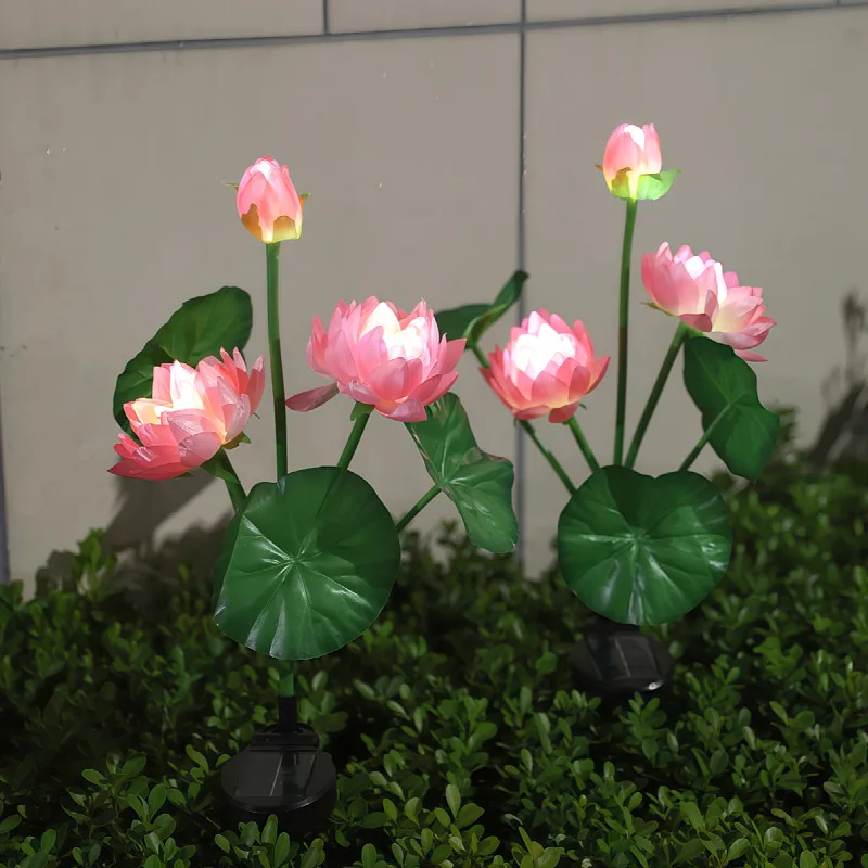 Solar-Powered Lotus Flower LED Garden Lights - Outdoor Decorative Landscape Lighting