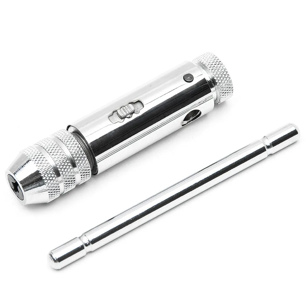 Adjustable T-Handle Ratchet Tap Wrench - Alloy Steel, M5-M12 Size (Short Shank)