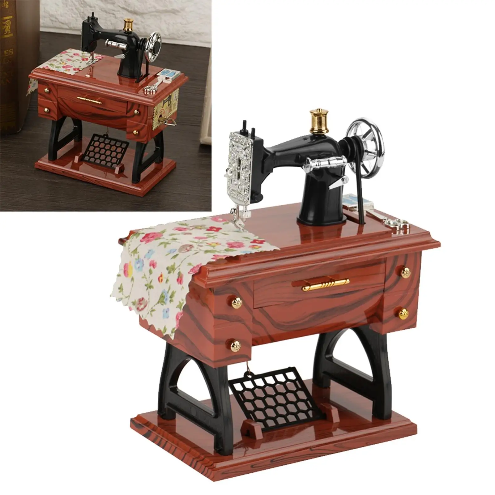 Vintage Mini Retro Sewing Clockwork Music Box-Creative Gift & Table Decor