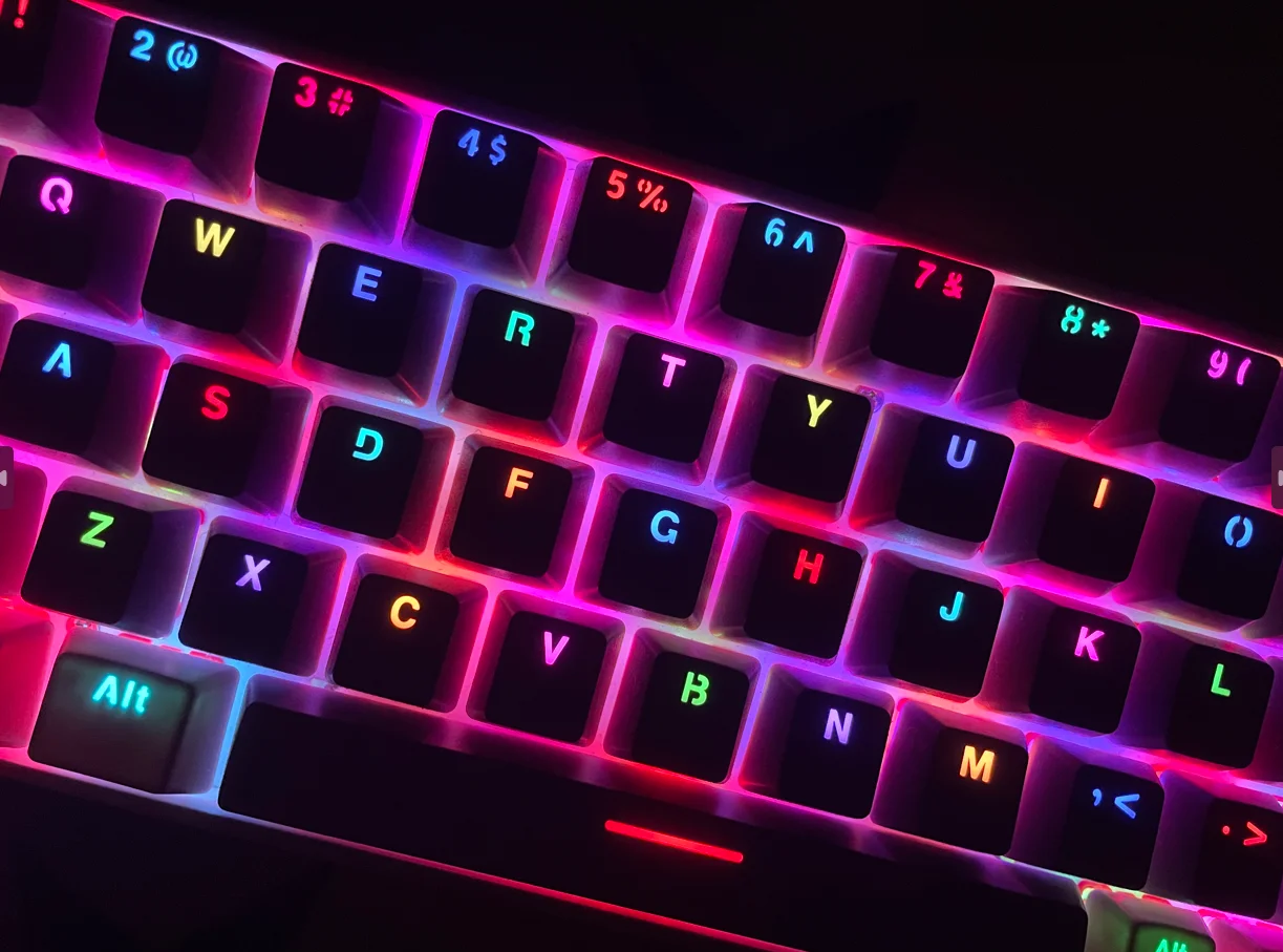 Mechanical Keyboard Keycaps 104 Pcs Mechanical Keyboard Keycaps Set Backlit Two-Color ABS Purple White Key Cap for 61/87/104 Key Cherry MX Keycap