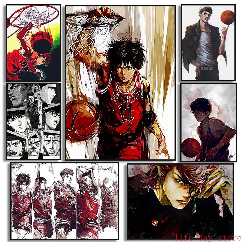Slam Dunk Poster Film Vintage Japan Anime Figure Basket Fans Estetica Manga Canvas Painting Wall Art Room Home Decor