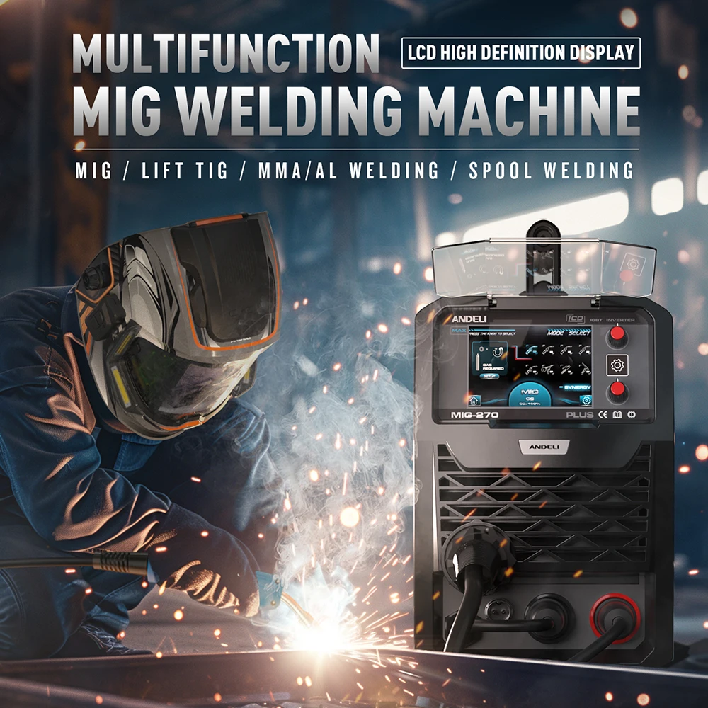 Welding welders 200A MIG Welder MIG/TIG/MMA/Aluminum Welding Gas/Gasless Semi-automatic Welding Machine 5 in 1 Multiprocess Welders