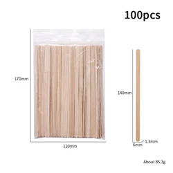 100-Piece Wooden Beauty Spatula Set for Waxing and Eyebrow Trimming (140x6mm)