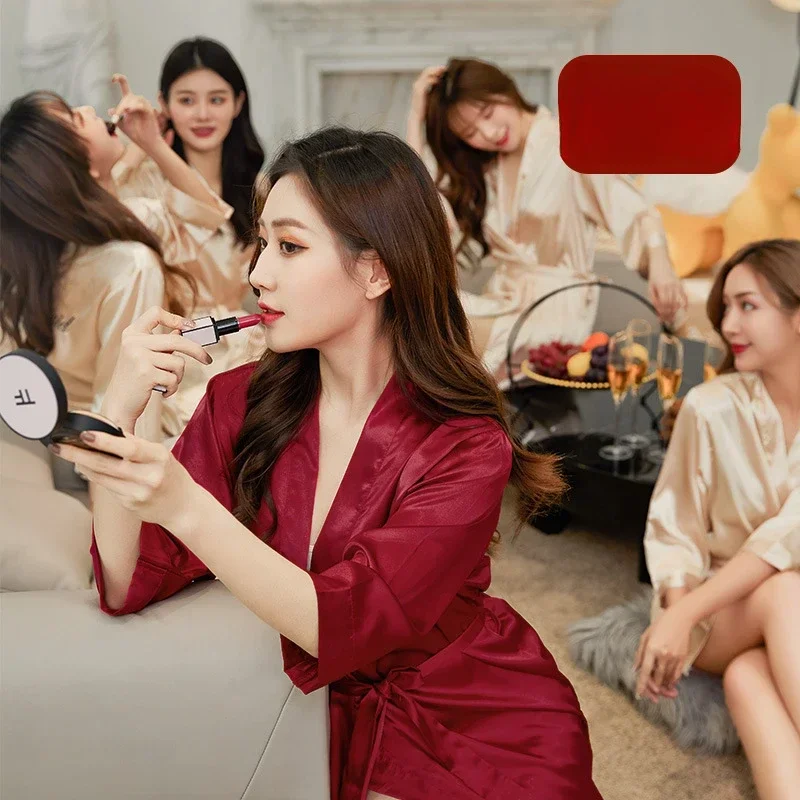 여성 모조 실크 가디건 목욕 가운, 신부 로브, 모닝 가운, 웨딩 메이크업, 신부 들러리 그룹
