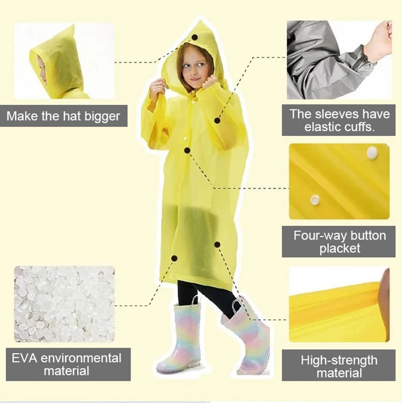 Children's Yellow Waterproof Raincoat Poncho