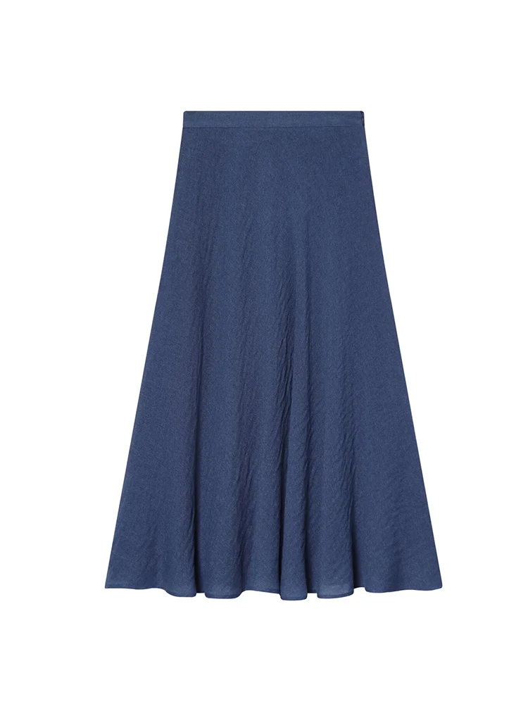 New Women High-waisted Midi Skirts Slimming Solid Color Medium-length Umbrella Skirt Fashion Ladies Simple A- line Casual Skirt