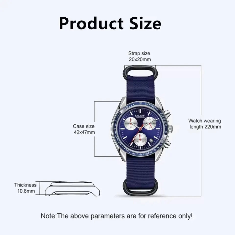 MEGIR 2247 Men's Luxury Quartz Watch Canvas Weaving Strap