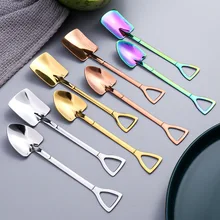 8 Pcs Tableware Stainless Steel Spoon Fruit Digging Dessert Spoon Pointed Square Head Spoon Watermelon Shovel Spade Spoon Set