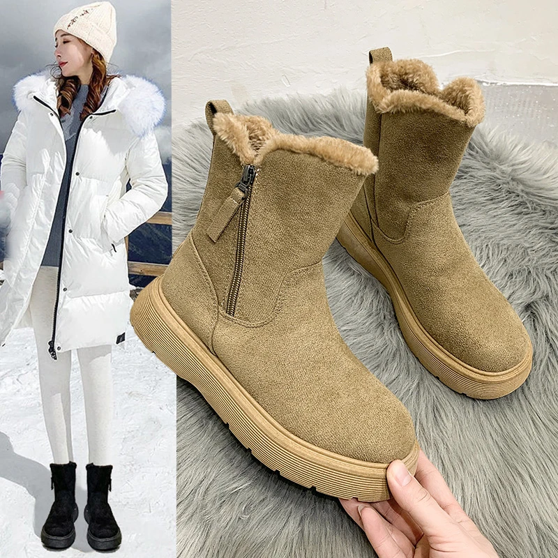

Snow Boots with Wool Thickened Cold and Foreign Air Fur One Comfortable Non-slip Warm Breathable Wear-resistant Women's Boots