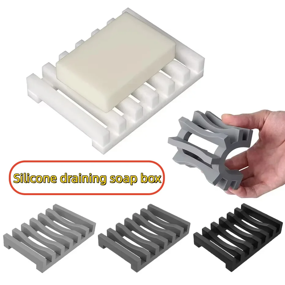 Flexible Silicone Soap Holder Hollow Design Bar Soap Dish Bathtub Kitchen Saver Drainer Sponges Scrubber Display
