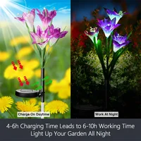 LED Solar Pathway Light Lily Flowers Solar Fence Lights Outdoor Waterproof Color Changing Solar Lamp for Yard Garden Patio Decor 2