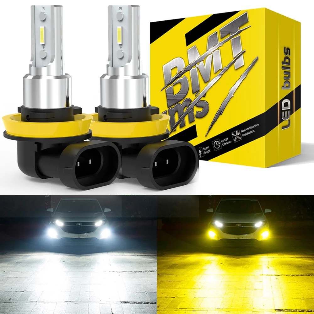 BMTxms 2x Canbus H11 H8 LED Fog Light Bulbs H10 H16 5202 PSX24W 2504 9006 HB4 9005 HB3 LED CSP Car DRL Driving Lamp White Yellow цена и фото