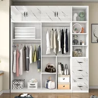 Armoire de chambre moderne et économique en MDF, petite taille, design simple, avec grand espace de rangement 4