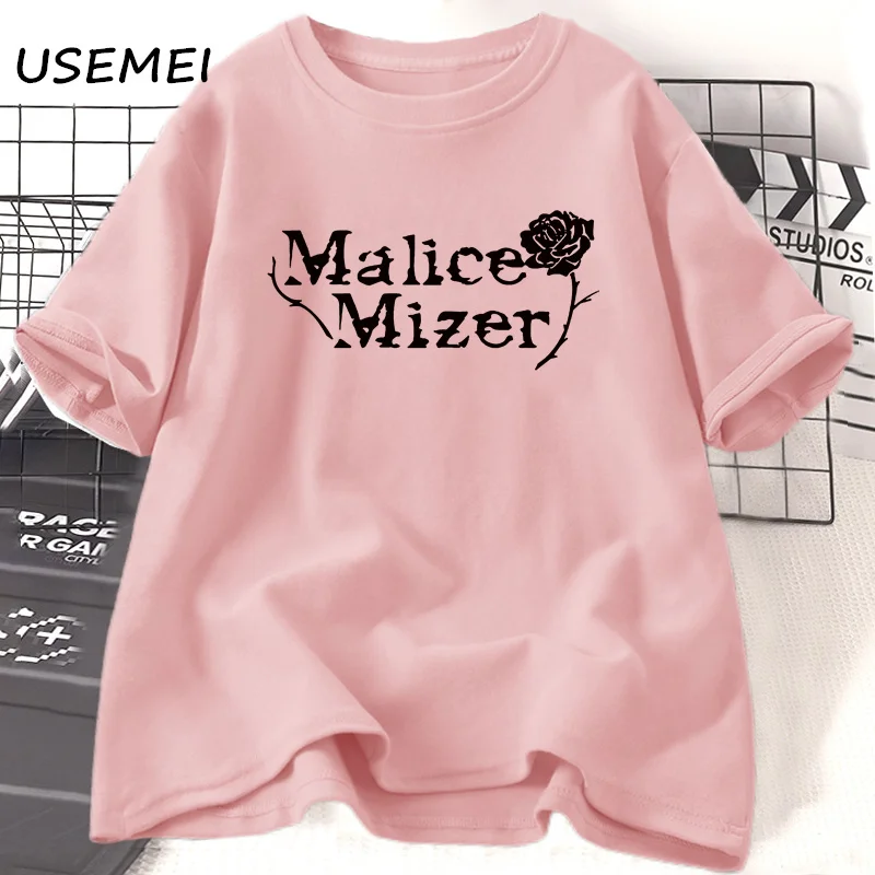 Malice Mizer Rose T-shirt Women Men Rock Music Graphic T Shirts Round Neck Cotton Short Sleeve T-shirts Oversized Streetwear 5