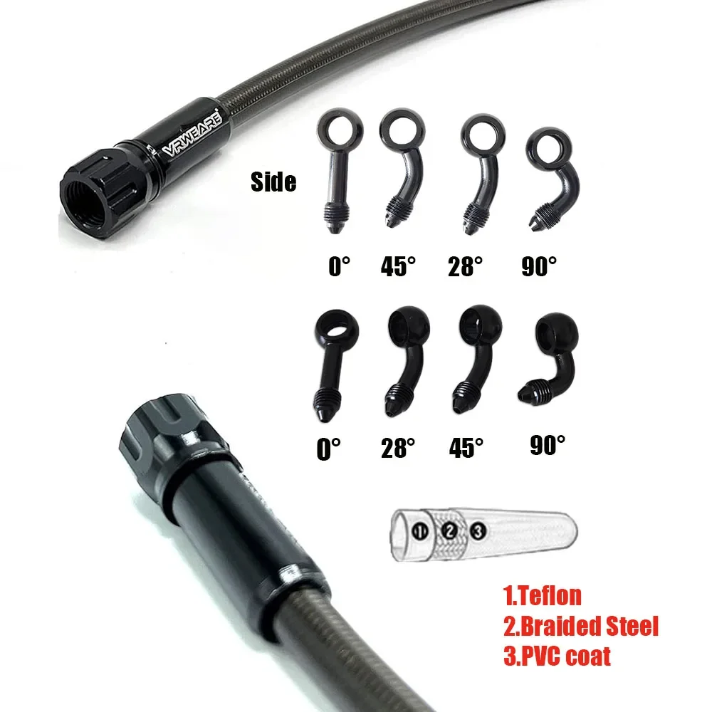 オートバイのブレーキ オイルのホース ライン オイルチューブライン ATV ストリート ダート ピットバイク ブレーキホース 28° オートバイホース  95cm-200cm オートバイブレーキ オイルホース ブレーキライン ステンレススチール編組オートバイブレーキラ VRWEARE AN3 28 ... モーターバイクホース DOT オイルチューブライン ATV ストリート ダートピットバイク M10 ブレーキホース 28°-28°