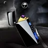 New Electric Lighter, Metal Double Arc Windproof LED Screen Touch Ignition Lighter, USB Charging Portable Lighter, Men's Gift 3