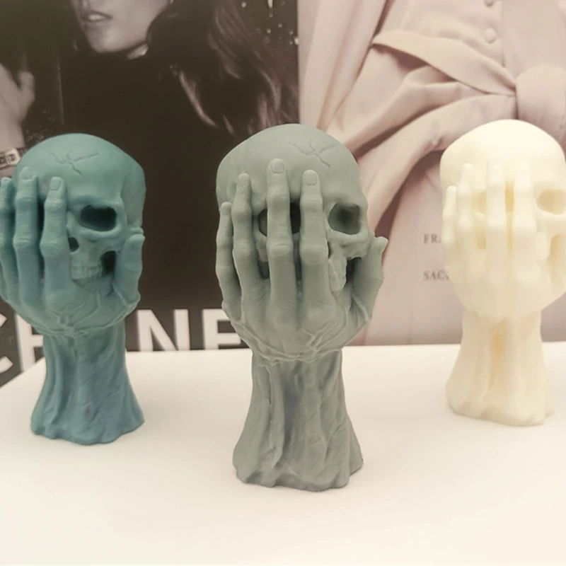 

Halloween Skull Candle Mold Food Grade Silicone Non stick for DIY Candle Soap Plasters Handmade Ornaments Resin Casting