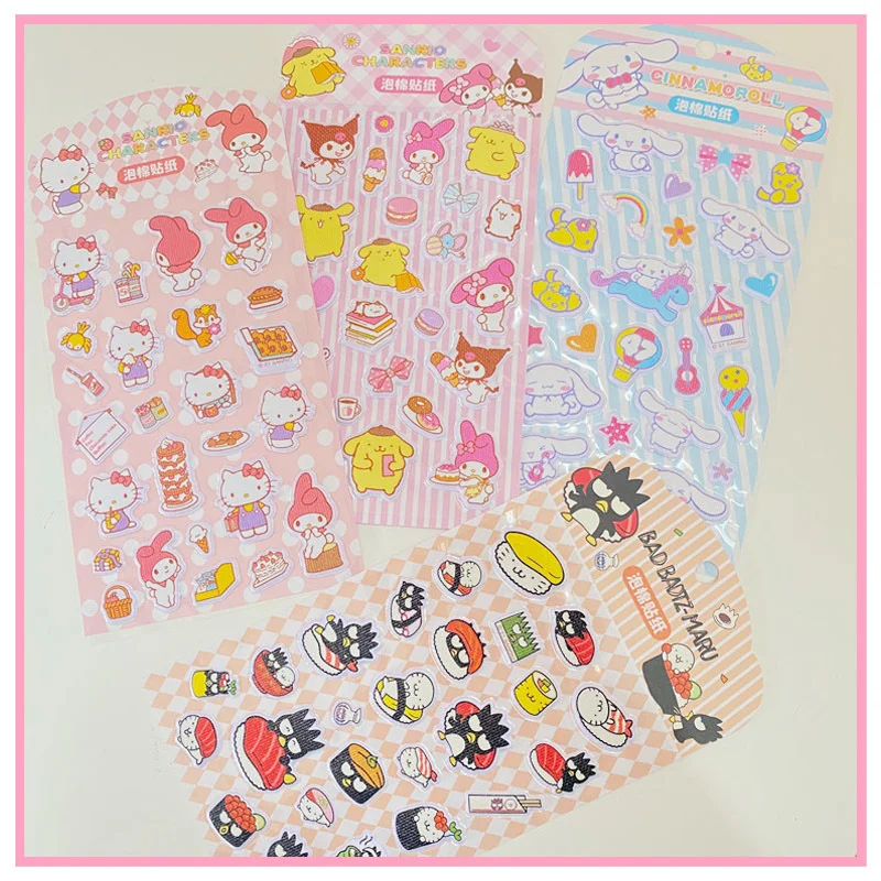 

Милые тисненые декоративные наклейки с горячим тиснением Sanrioed My Melody Cinnamoroll Kuromi Kawaii, наклейки ручной работы для руководства студентов