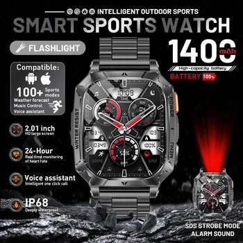 1400mAh Super Large Battery Outdoor Smart Watch Men 2026 New 2.01" HD Screen IP68 Waterproof Bluetooth Call Fitness Smartwatch 1