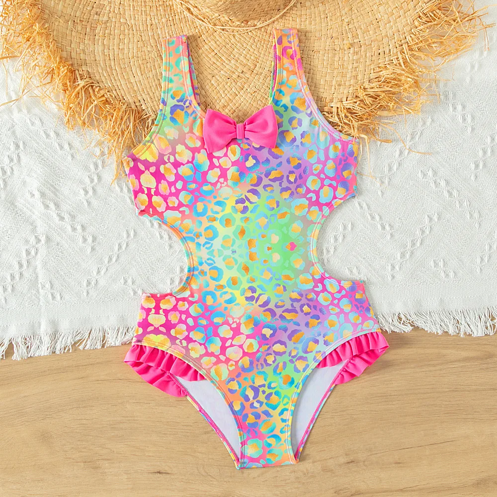 Girls Swimwear Bow Ruffle One-piece Bathing Suit Teen Girls Summer Beach Wear one piece swimsuit children swimwear children swimsuits