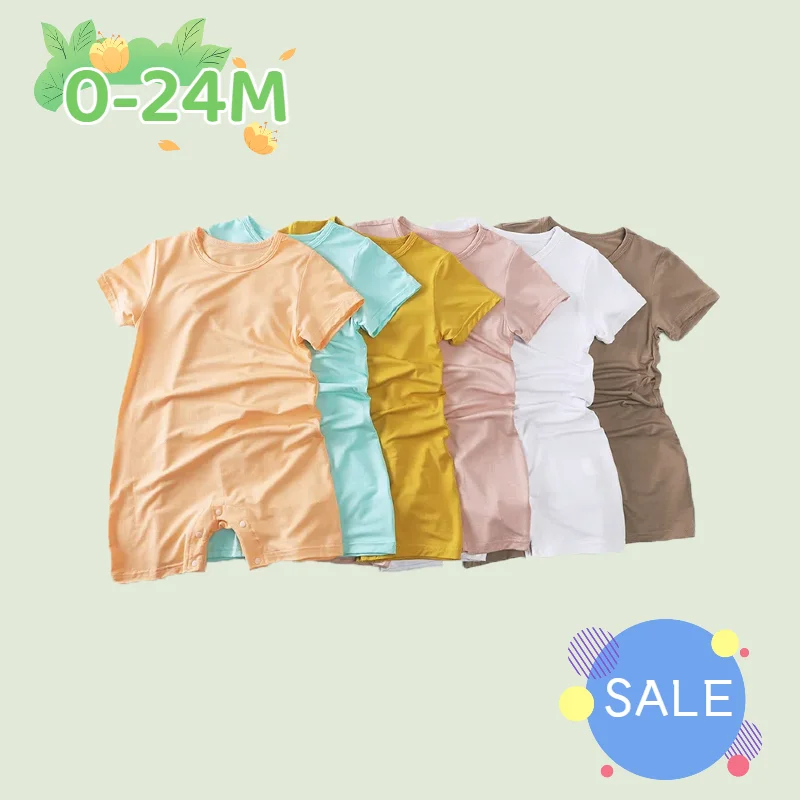 0-24M Baby Modal Rompers Summer Baby Pajamas Clothes Thin Short-Sleeved Newborn One-Piece Toddler Boys Girls Overalls