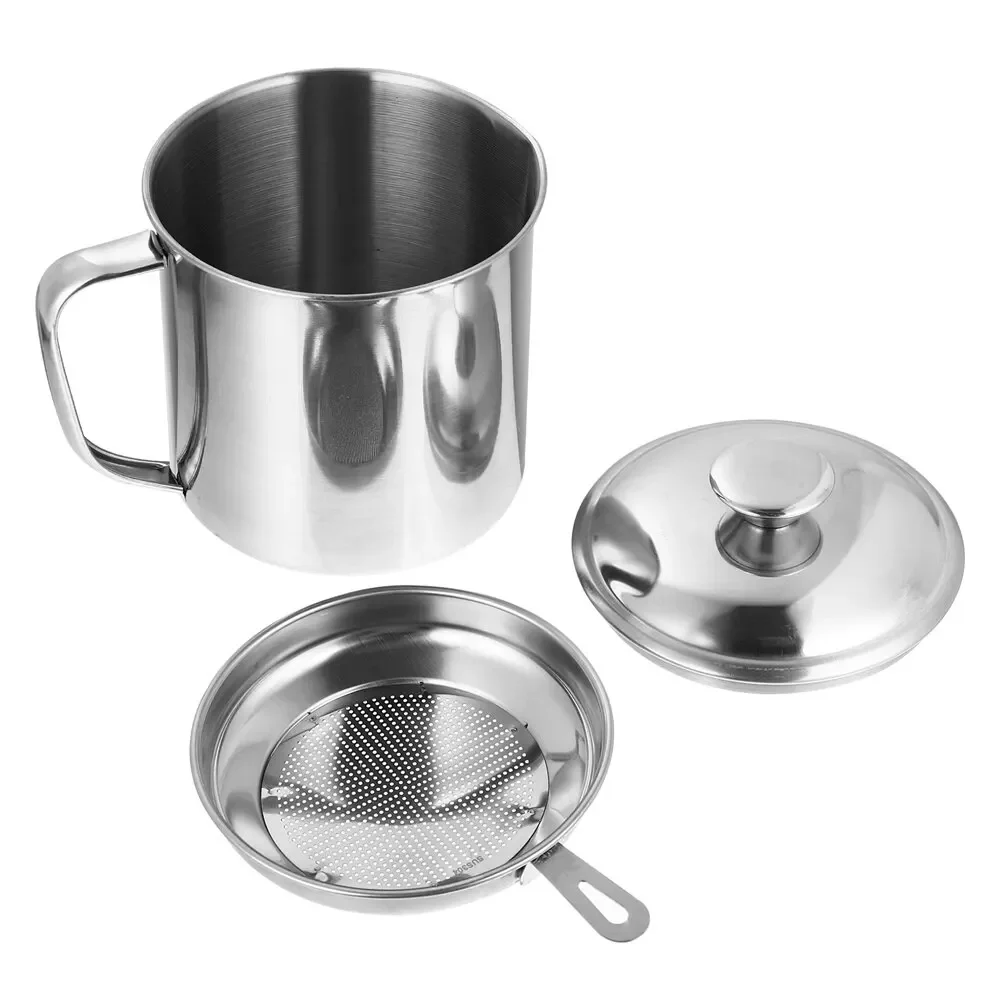 Oil Container Bacon Grease Container Kitchen with Strainer for Store Meat Frying Oil and Cooking Grease Storage oil container