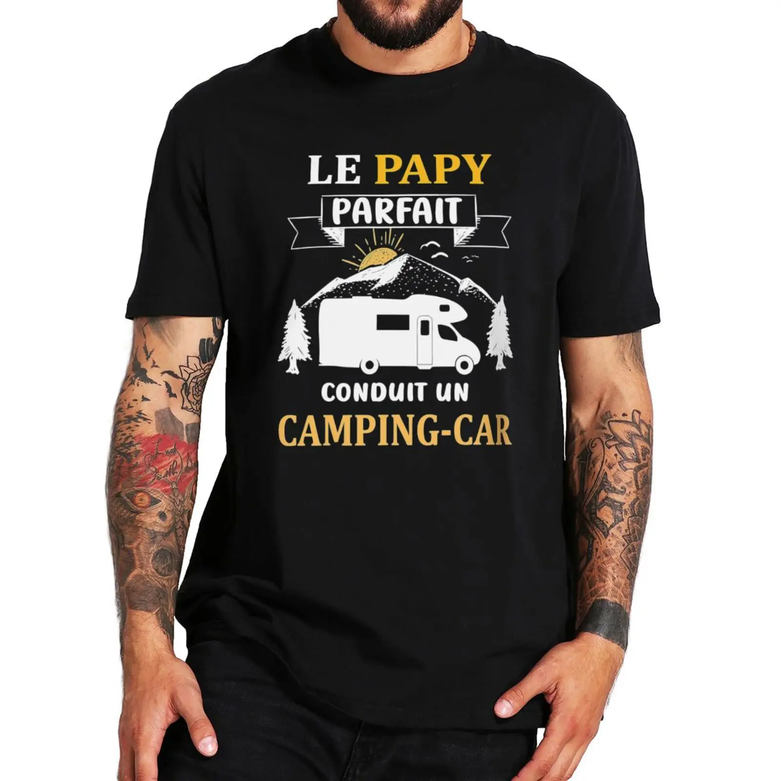 Perfect Dad Driving Camping Car T-Shirt French Bishon'S Day Papa Gift Abbigliamento Uomo 100% Cotone Morbido Casual T-Shirt Taglia Ue