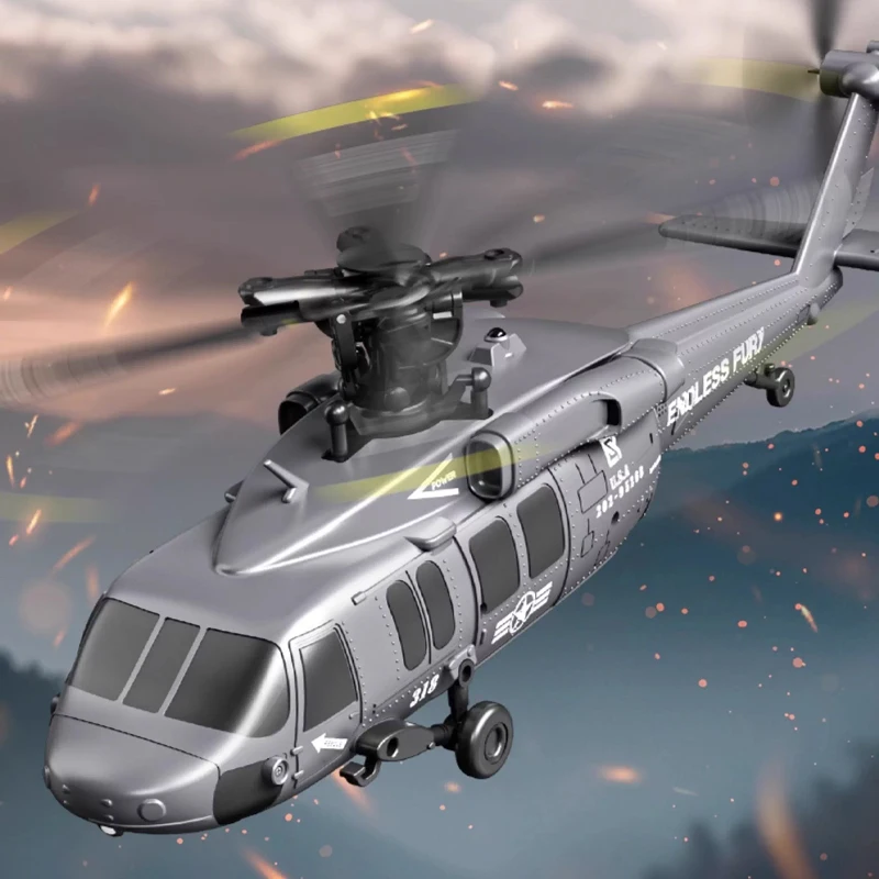 JJRC U9901 6CH RC 헬리콥터 UH-60L 브러시리스 모터 고도 유지 광학 흐름 원키 이륙 3D 롤 비행기 모델 자동차 장난감