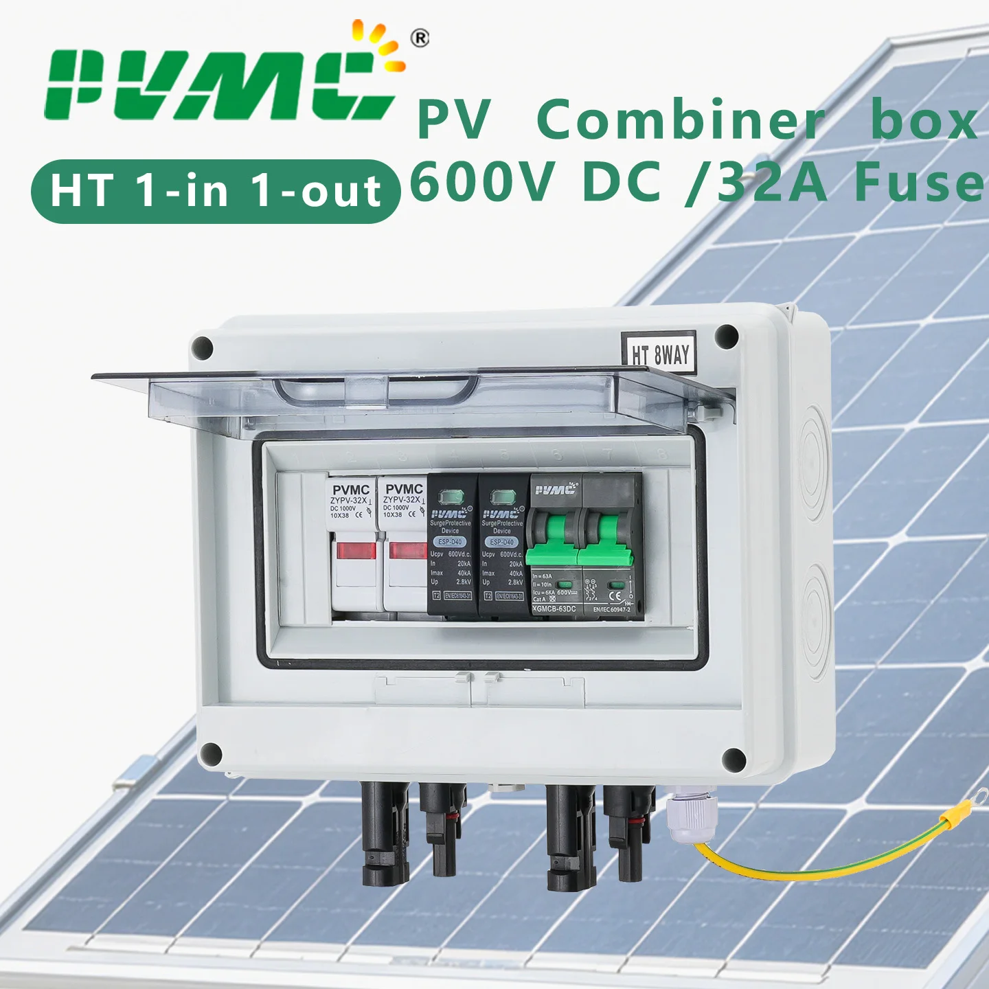 Boîtier De Combinaison Solaire PV IP65 Étanché Avec Protection Contre La Foudre Et Disjoncteur 40A 1000V - Idéal Pour Installations Photovoltaïques