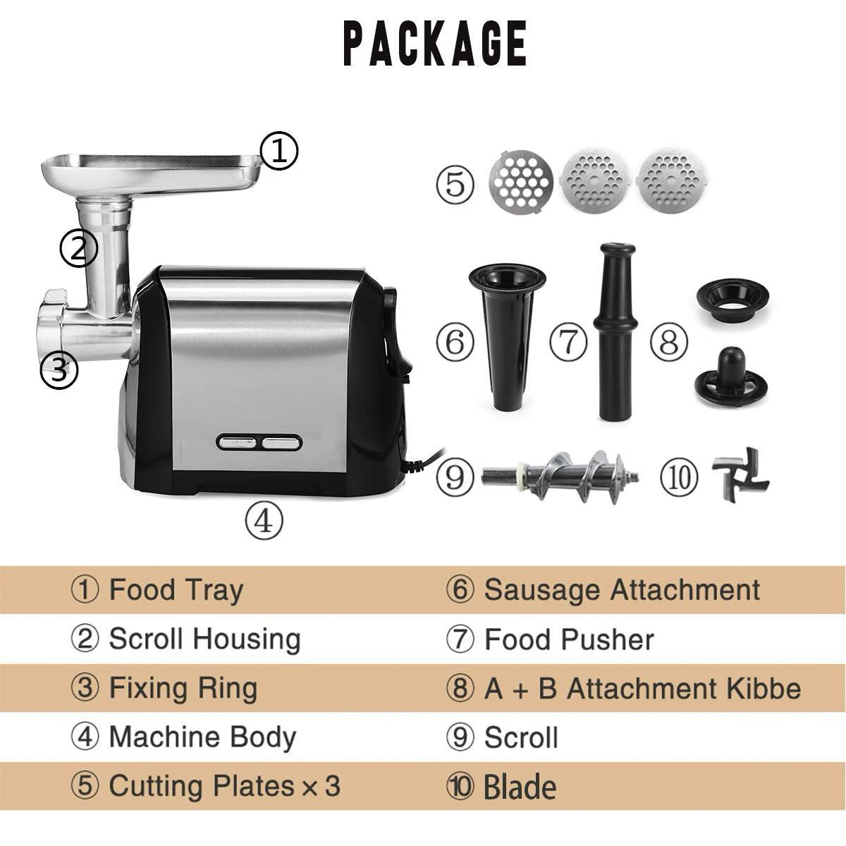 Kitchen Use Professional Multifunctional 3200W Electric Grinders Stainless Steel Housing Heavy Duty Grinder Home Meat Mincers 5