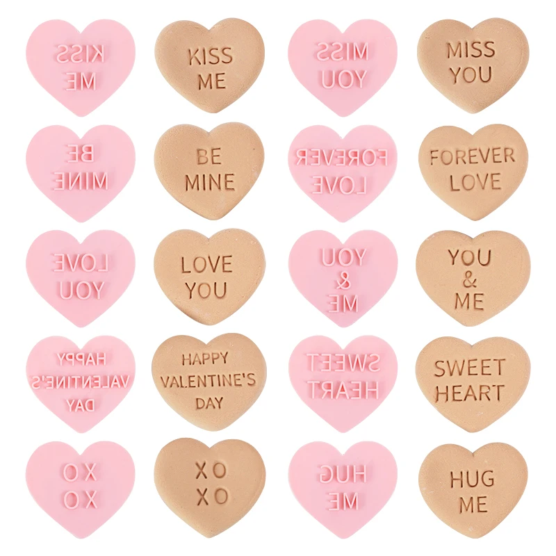 

Valentine's Day Cookie Cutters Heart Shaped Love Letter Biscuit Fondant Embosser Stamp Molds Wedding Party Cake Decoration Tools