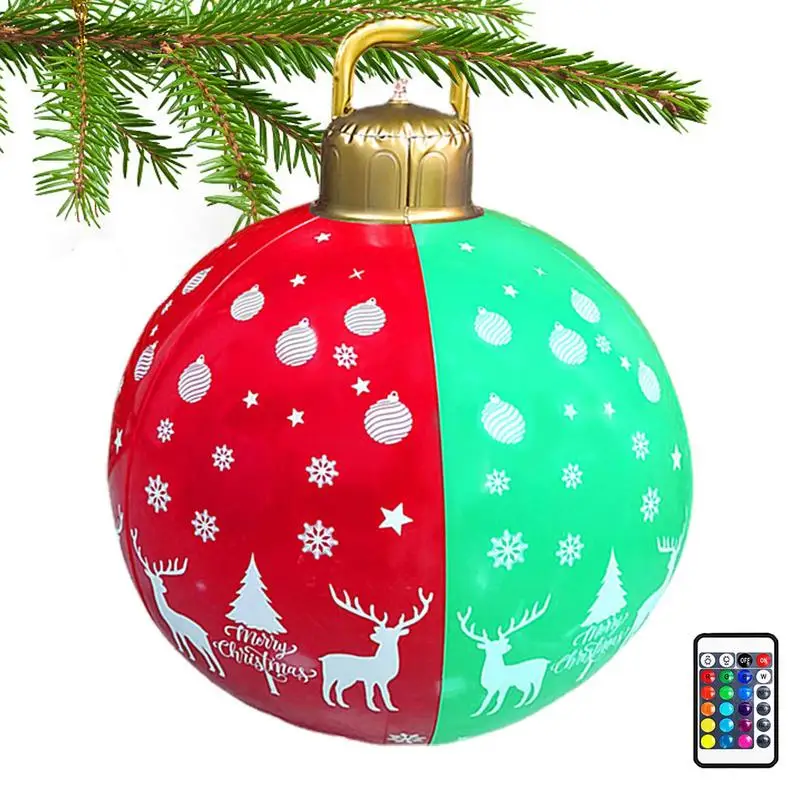 

60cm Large PVC Christmas Balls Decorations Christmas Tree Gift Christmas Home Outdoor Lighted Inflatable Ornaments New Year