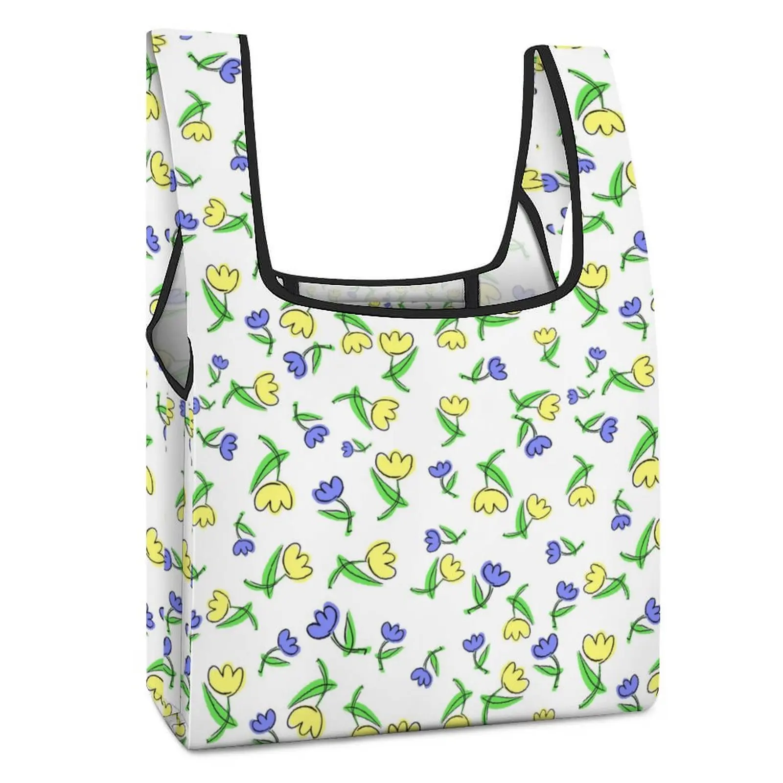 Custom Pattern Printing Foldable Shopping Bag Large Food Travel Handbags Household Bag for Products Vegetable Organizer Pack