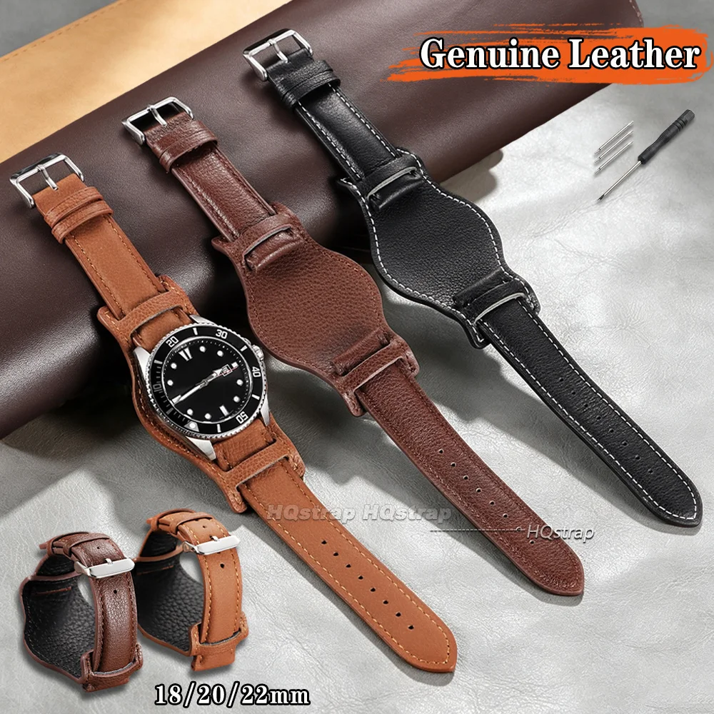 Premium Genuine Leather Watch Strap - Universal Fit for Business and Protection
