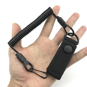 Tactical Retractable Spring Elastic Rope Anti-lost Elastic Lanyard Strap Phone Keychain Portable Fishing Lanyards Outdoor Tool