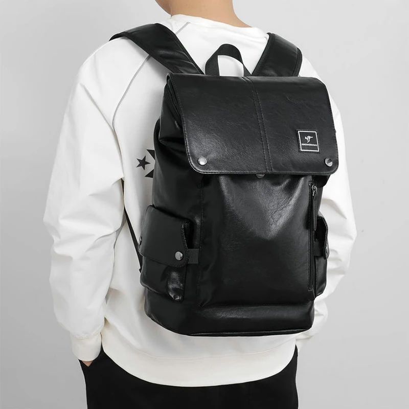 

Fashion Backpack for Man PU Leather Notebook Executive Handbag Casual Travel Office Waterproof Business Shoulder Back Pack Bag