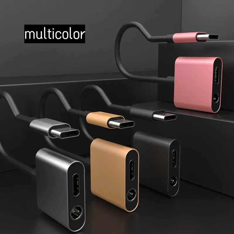 2 in 1 Audio Adapter Type C To 3.5mm Jack Charging Aux OTG Adapter For Samsung Xiaomi 12 Huawei Wired Earphone Converter