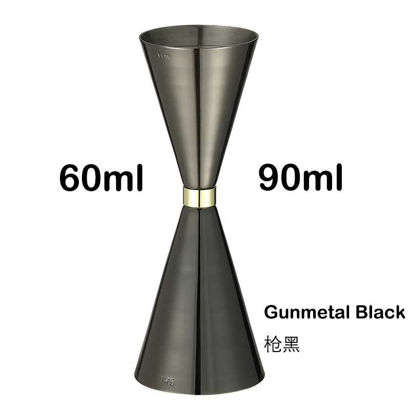 Assorted stainless steel cocktail jiggers for precise drink measurement in different sizes and finishes