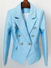 HIGH STREET Newest 2024 Designer Jacket Women's Double Breasted Lion Buttons Monogram Geometrical Jacquard Blazer 2