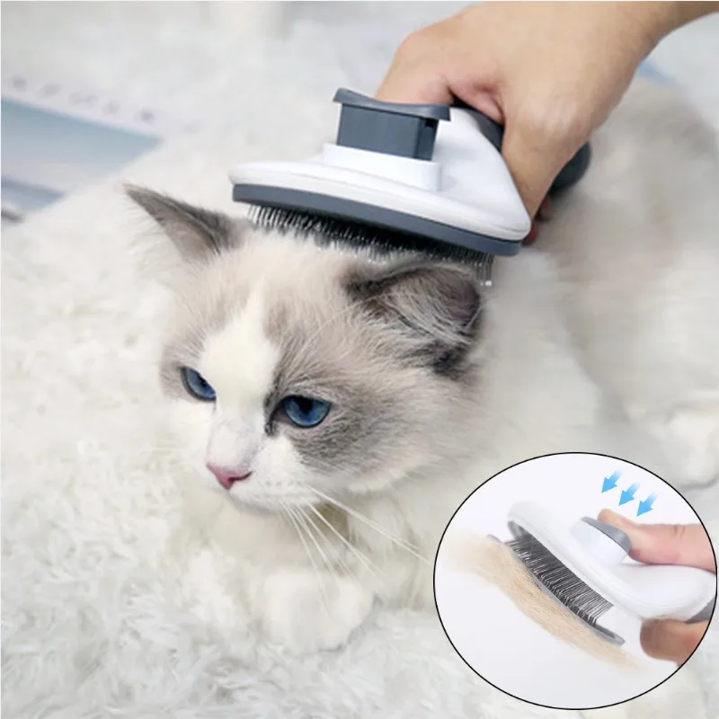 

Cats Hair Remover Comb Pet Cat Grooming Brush Automatic Dog Combs Pet Flea Brush Quality Dog Hair Shedding Comb Cat Supplies