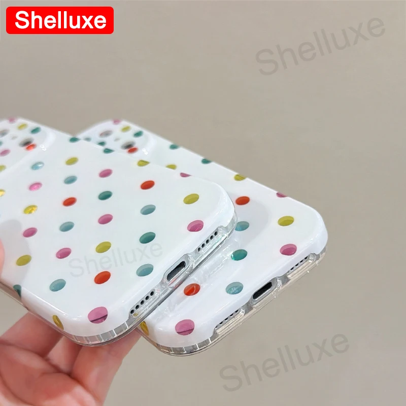 ins-Style Colored Pattern Phone Case Shelluxe For iPhone 17 16 15 14 Pro Max IMD Protector Cases Youth Girls Color Pattern Cover 5