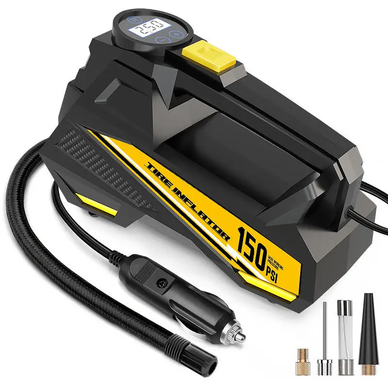 Corded Portable Car Air Pump Upgraded 12V 150PSI Electric Tire Inflator Pump Motorcycle Bike Ball LED Light Car Air Compressor