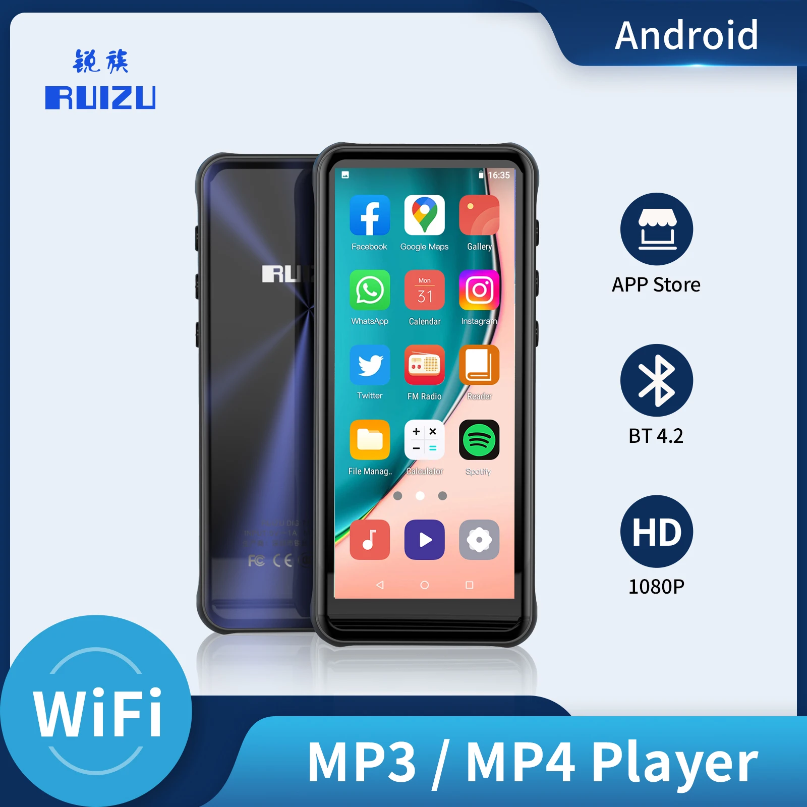 MP4 Player Android WiFi Bluetooth Speaker Touch Screen